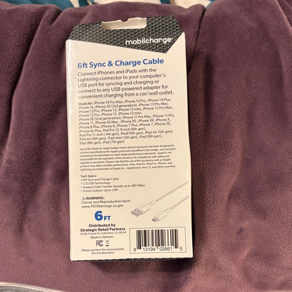 White Lightning to USB Sync & Charge Cable - 6FT